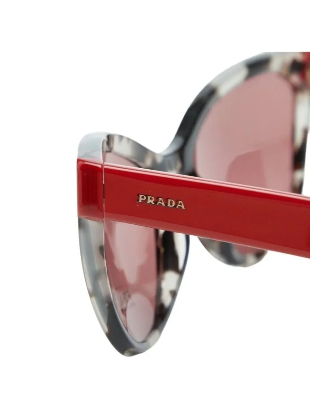 Prada Cat Eye Sunglasses Red Gray Acetate Eyewear